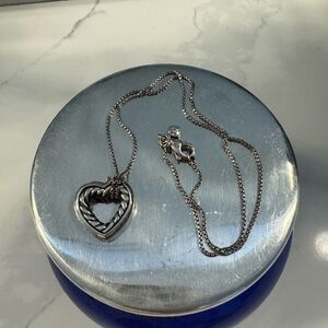 David Yurman Twisted Silver Heart Necklace